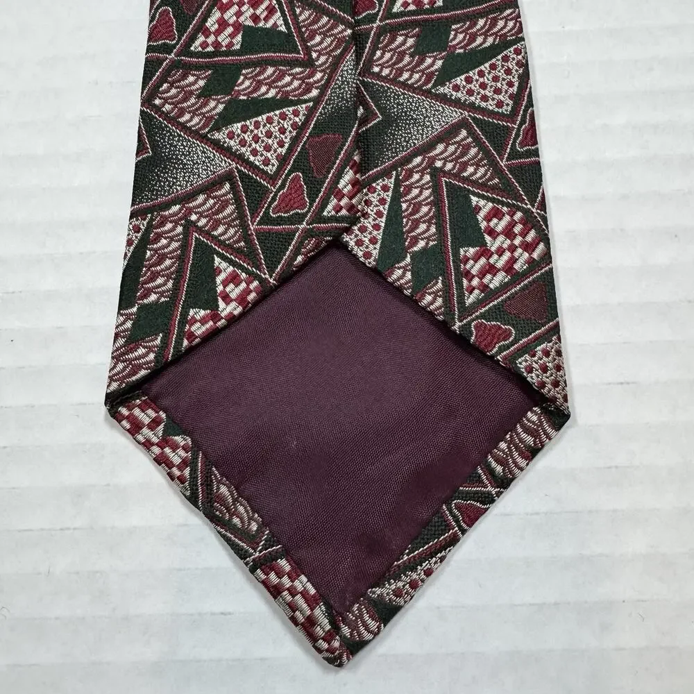 Rare VTG Polo Ralph Lauren Jacquard Woven Silk Tie Hand Made Geometric Abstract